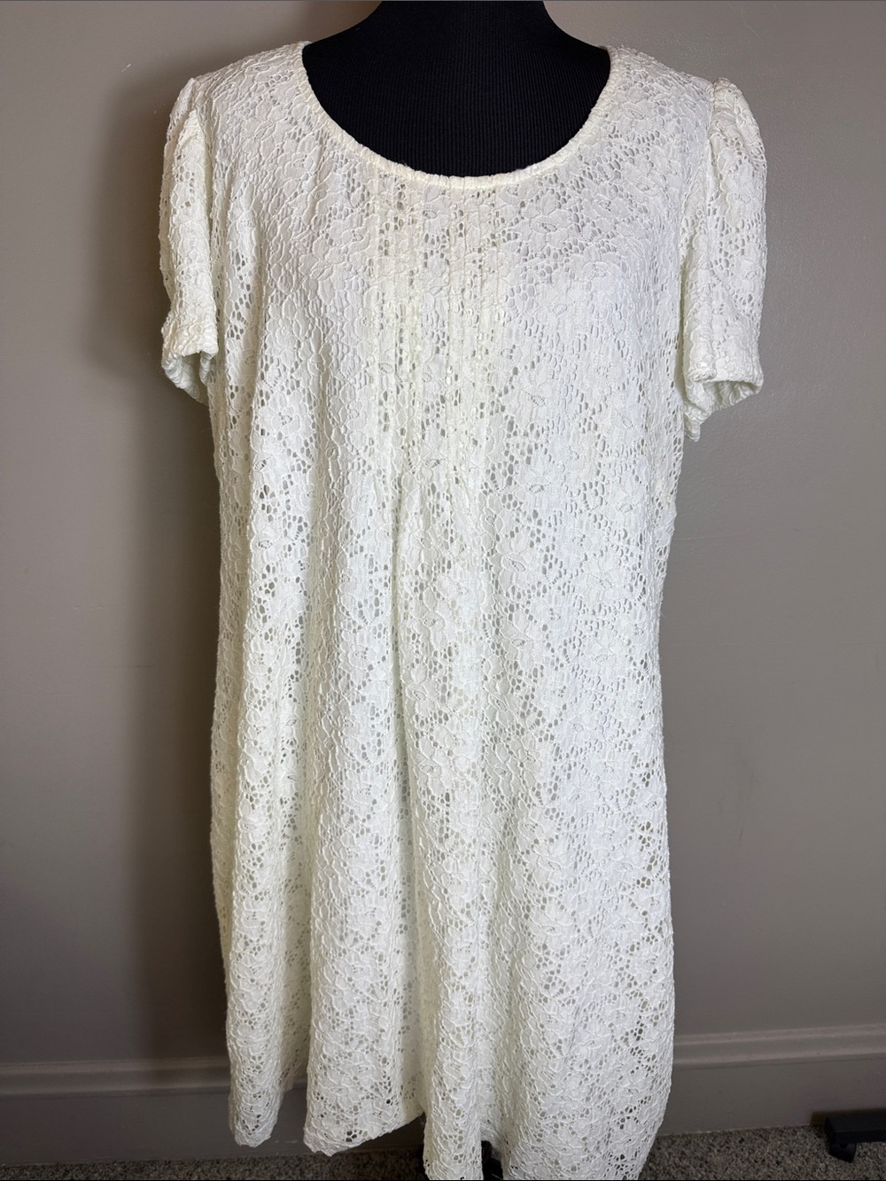 Jessica Howard Women’s Ivory Lace Eyelet Short-Sleeve Dress Sz 18W
